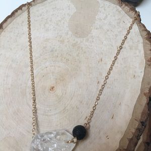 Jewelry - Clear Quartz Crystal & Lava Bead Diffuser Necklace Jewelry - Clear Quartz Crystal & Lava Bead Diffuser Necklace